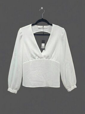 NWT ba&sh Mwetty Open-Back Shirred Blouse – Ecru, Size 3 (Large)